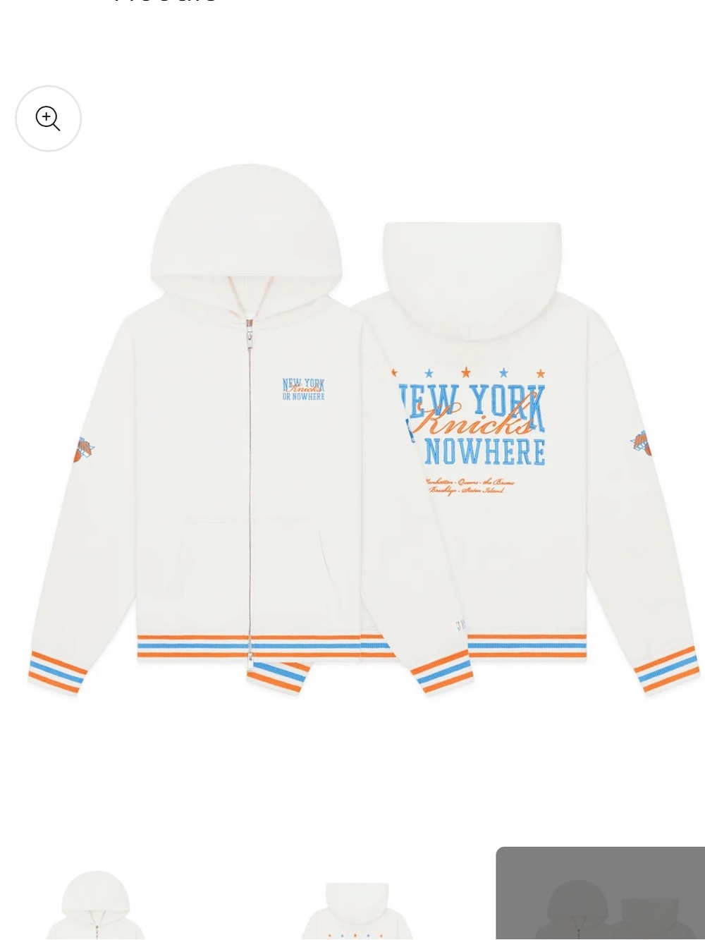 New York Or Nowhere Knicks zip up hoodie